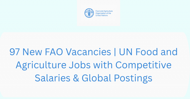 97 New FAO Vacancies | UN Food and Agriculture Jobs with Competitive Salaries & Global Postings Excerpt: Discover 97 new vacancies at the UN Food and Agriculture Organization (FAO) with competitive international remuneration packages. These global positions offer attractive tax-free salaries, comprehensive UN benefits, and opportunities in technical, programmatic, and administrative fields across FAO's worldwide network. Background & Job Description We are pleased to share an extensive recruitment initiative from the Food and Agriculture Organization of the United Nations (FAO), which has announced 97 new vacancies across its global operations. As a specialized UN agency leading international efforts to defeat hunger, FAO works in over 130 countries to achieve food security for all and ensure people have regular access to enough high-quality food to lead active, healthy lives. These 97 positions represent one of FAO's largest recruitment drives in recent years, reflecting the organization's expanded mandate in addressing global food crises, climate change impacts on agriculture, and sustainable food systems transformation. The vacancies span multiple duty stations worldwide, from regional hubs like Bangkok, Rome, and Santiago to country offices across Africa, Asia, Latin America, and the Middle East. The roles encompass diverse professional areas including agricultural development, climate resilience, fisheries, forestry, nutrition, food security analysis, emergency response, and corporate support functions. FAO offers a dynamic, multicultural work environment where professionals can contribute to meaningful global initiatives while advancing their careers within the UN system. These opportunities are particularly relevant given current global challenges such as rising food insecurity, climate-related agricultural disruptions, and the need for sustainable food production systems. Tasks and Key Responsibilities While specific duties vary by position, the following responsibilities represent common themes across multiple vacancies: Technical Program Implementation: Provide specialized technical expertise in areas such as crop production, livestock management, fisheries, forestry, climate-smart agriculture, and natural resource management to support field programs and country capacity building. Policy Development and Analysis: Conduct research, analysis, and provide technical input to develop evidence-based agricultural policies, strategies, and regulatory frameworks at national, regional, and global levels. Project Management: Lead the full project cycle from design and planning through implementation, monitoring, and evaluation of agricultural and food security initiatives, ensuring alignment with FAO's strategic objectives and donor requirements. Emergency Response and Resilience Building: Support emergency agricultural programs in crisis-affected countries, including seed distribution, livestock support, cash-based interventions, and building resilience among vulnerable farming communities. Knowledge Management and Capacity Development: Develop technical guidelines, training materials, and knowledge products; organize and conduct training workshops and field schools for government counterparts, farmers, and other stakeholders. Partnership and Resource Mobilization: Build and maintain strategic partnerships with government institutions, UN agencies, NGOs, research institutions, and private sector entities; contribute to resource mobilization efforts through proposal development and donor engagement. Data Analysis and Reporting: Collect, analyze, and interpret agricultural data using advanced statistical methods and geospatial tools; prepare comprehensive technical reports, briefs, and communication materials for diverse audiences. Qualifications Education and Certification Academic Requirements: Advanced university degree (Master's or PhD) in agriculture, forestry, fisheries, environmental science, economics, nutrition, social sciences, or related fields for professional positions; Bachelor's degree for general service roles. Technical Certifications: Specialized certifications in areas such as project management (PMP/PRINCE2), monitoring and evaluation, specific technical fields (soil science, plant breeding, etc.), or UN-specific competencies are highly advantageous. Language Proficiency: Working knowledge of English is essential for most positions; proficiency in other FAO official languages (Arabic, Chinese, French, Russian, Spanish) significantly enhances candidate competitiveness. Experience Professional Experience: Minimum 3-5 years of progressively responsible experience for mid-level positions (P-3/P-4) and 7+ years for senior roles (P-5/D-1) in relevant technical areas, with demonstrated achievements in agricultural development, food security, or related fields. International Exposure: Significant experience working in multicultural environments, preferably with international organizations, government agencies, or non-governmental organizations in development or humanitarian contexts. Technical Expertise: Proven technical competence in specific areas such as sustainable agriculture, food systems, climate adaptation, rural development, agricultural economics, or natural resource management. Management Skills: Demonstrated experience in project management, team leadership, budget oversight, and stakeholder coordination for higher-level positions. Additional Information Compensation and Benefits: Competitive Salaries: Attractive, tax-free remuneration based on the UN common system, with base salaries complemented by post adjustments for cost of living at different duty stations. Comprehensive Benefits: Extensive benefits package including rental subsidy, education grants for dependent children, relocation support, six weeks of annual leave, and full health insurance coverage. Pension Plan: Participation in the United Nations Joint Staff Pension Fund, one of the most comprehensive pension schemes globally. Contract Types: Various contract arrangements including fixed-term, temporary, and continuing appointments, with opportunities for career progression and international mobility. Application Process: Submission Platform: All applications must be submitted through FAO's online recruitment system (iRecruitment), requiring candidate registration and profile completion. Documentation: Typically requires detailed CV/PHP, cover letter, and academic credentials; some positions may request writing samples or technical portfolios. Assessment Method: Selection process may include written tests, technical assessments, and competency-based interviews, with only short-listed candidates contacted. Timeline: Vacancies have rolling deadlines throughout the coming months, with many positions closing within 2-4 weeks of advertisement. Professional Development: Learning Opportunities: Access to FAO's extensive learning platform with courses on technical subjects, leadership, languages, and UN competencies. Career Advancement: Clear pathways for professional growth through mobility opportunities, promotions, and lateral moves across technical areas and geographic locations. Networking: Engagement with global experts, participation in international conferences, and collaboration with diverse stakeholders across the agricultural sector. Diversity and Inclusion: FAO is committed to achieving gender parity, geographical diversity, and inclusion of persons with disabilities in its workforce. Applications from qualified female candidates, nationals of non- and under-represented member nations, and persons with disabilities are strongly encouraged. Suggested Top Keywords: FAO jobs, UN agriculture jobs, Food and Agriculture Organization careers, international development jobs, agricultural expert positions, food security careers, UN salary scale, FAO vacancies 2024, agricultural development, climate smart agriculture, fisheries jobs, forestry positions, nutrition specialist, emergency response agriculture, UN competitive remuneration.